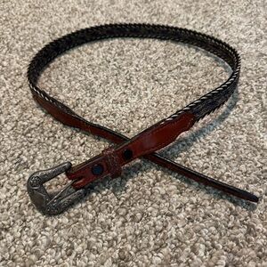 Boho Braided Leather Belt with Silver Buckle